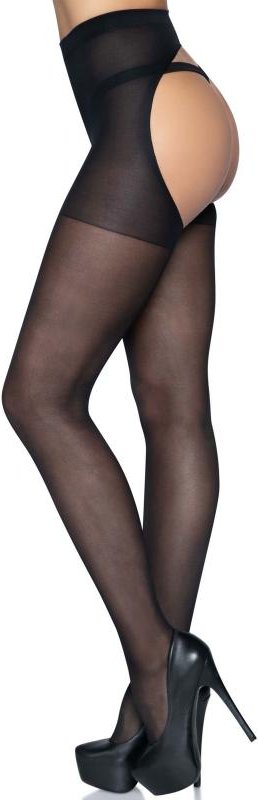 Transparente Strumpfhose mit offenem Po