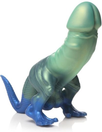 XR Brands - Jurassic Cock Dinosaurier Dildo - Grün & Blau