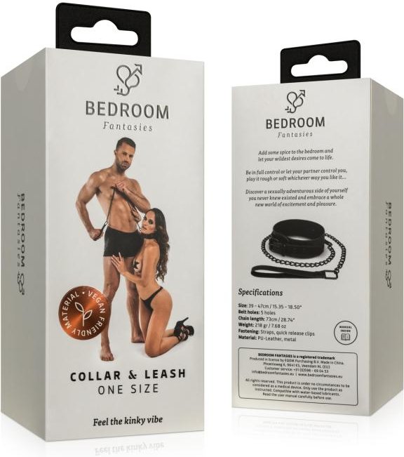 Bedroom Fantasies Halsband mit Leine aus Kunstleder