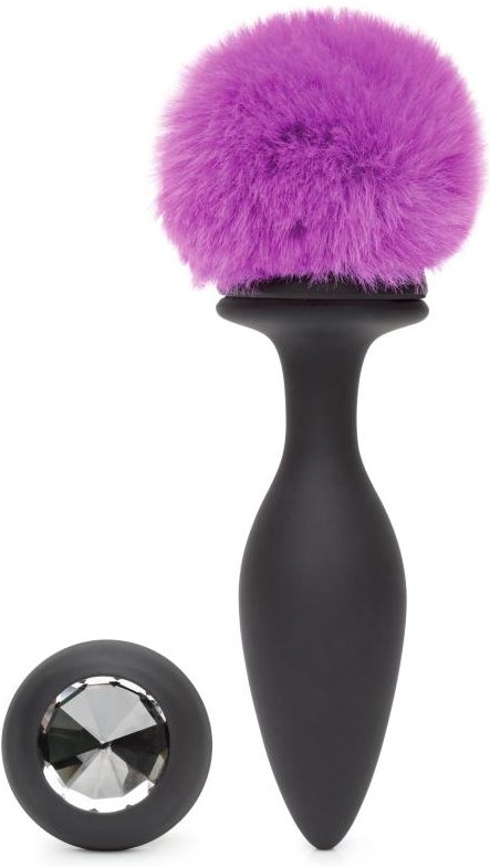 Happy Rabbit - Rechargeable Vibrating Butt Plug Black & Purple Large