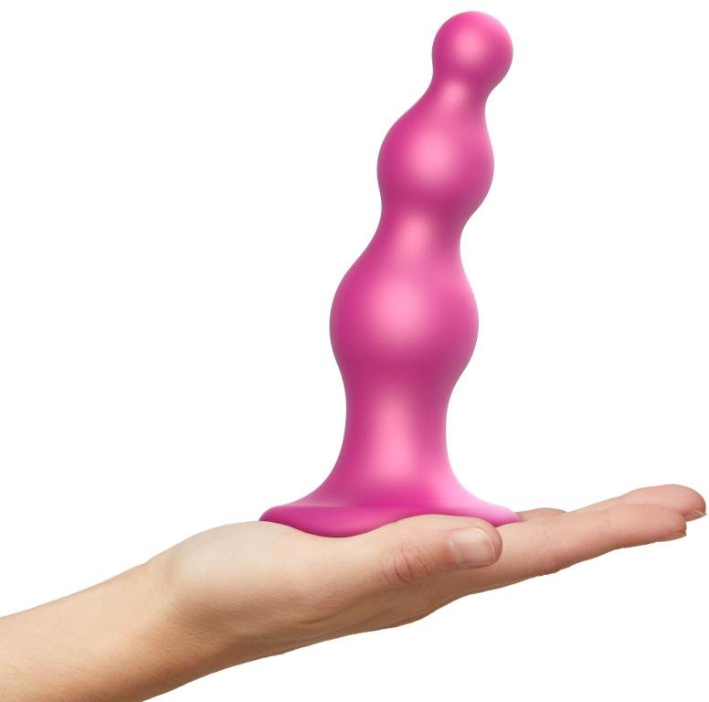 Strap-On-Me - Dildo Plug Beads Metallic Raspberry Pink M