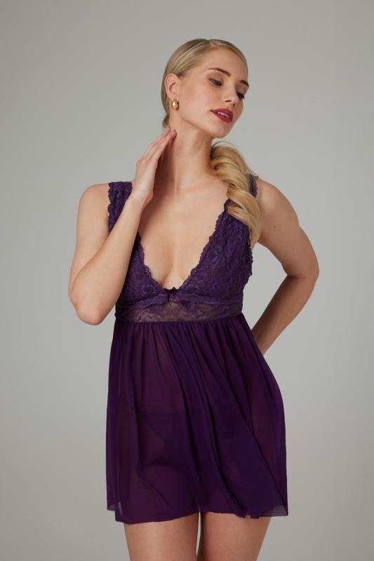 Christine - Babydoll + String Lieve - lila