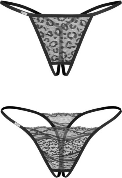 Obsessive – Bianca 2er-Pack Offen-Schritt String – Schwarz