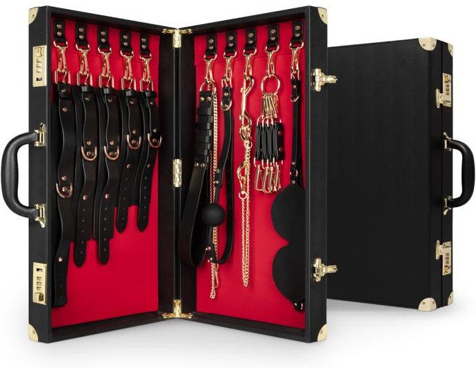 Bedroom Fantasies - Bondage-Koffer 13 Teile - Rindsleder