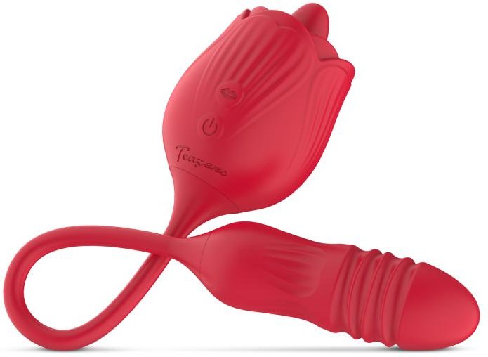 Teazers – Rose Stoßender Dildo Vibrator – Rot