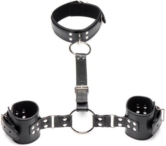 Halsband mit Manschetten Fessel-Set - Schwarz