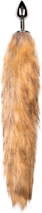 Easytoys Fetish - Analplug Silber – Beiger Fuchsschwanz