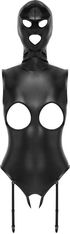 Bad Kitty – Offene Cup Body mit Kopfhaube – Schwarz