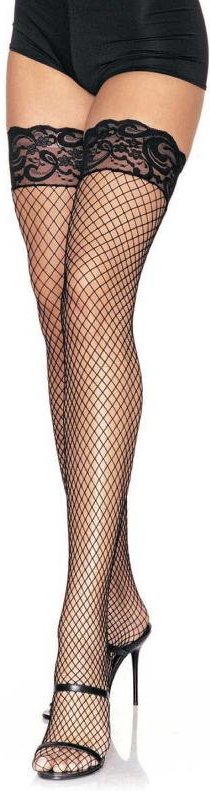 Stay-Up-Netz-Oberschenkelhohe Strümpfe - Schwarz