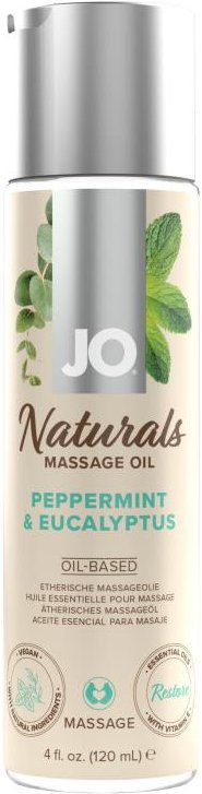 System JO - Naturals Massageöl Pfefferminz und Eukalyptus - 120 ml