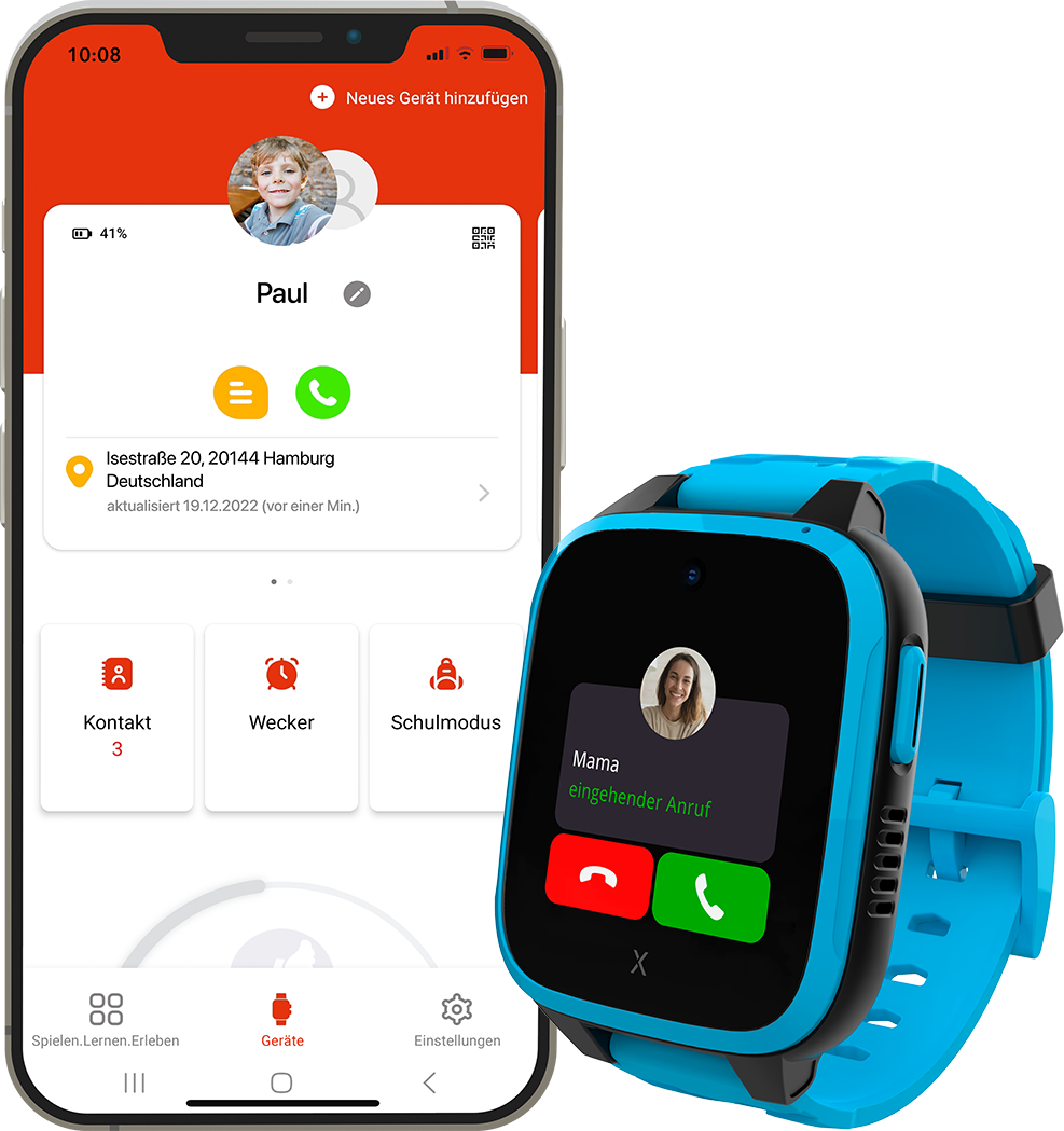 XGO3 Kinder-Smartwatch in Blau, Begleiter im Familienalltag mit GPS