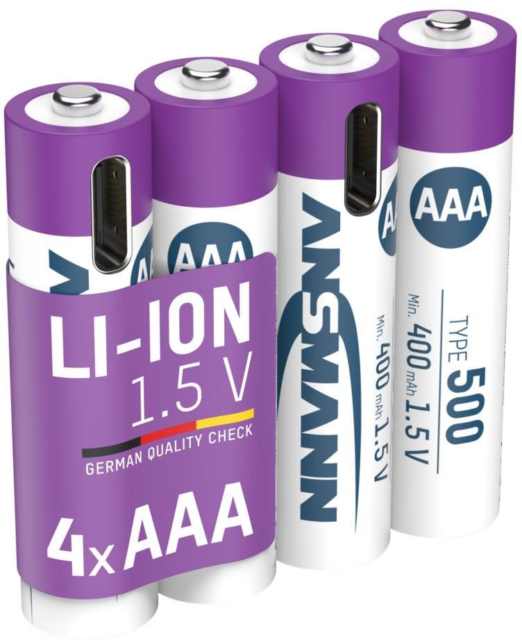 Li-Ion Akkus Micro AAA Typ 500 (min. 400 mAh) 4er Karton