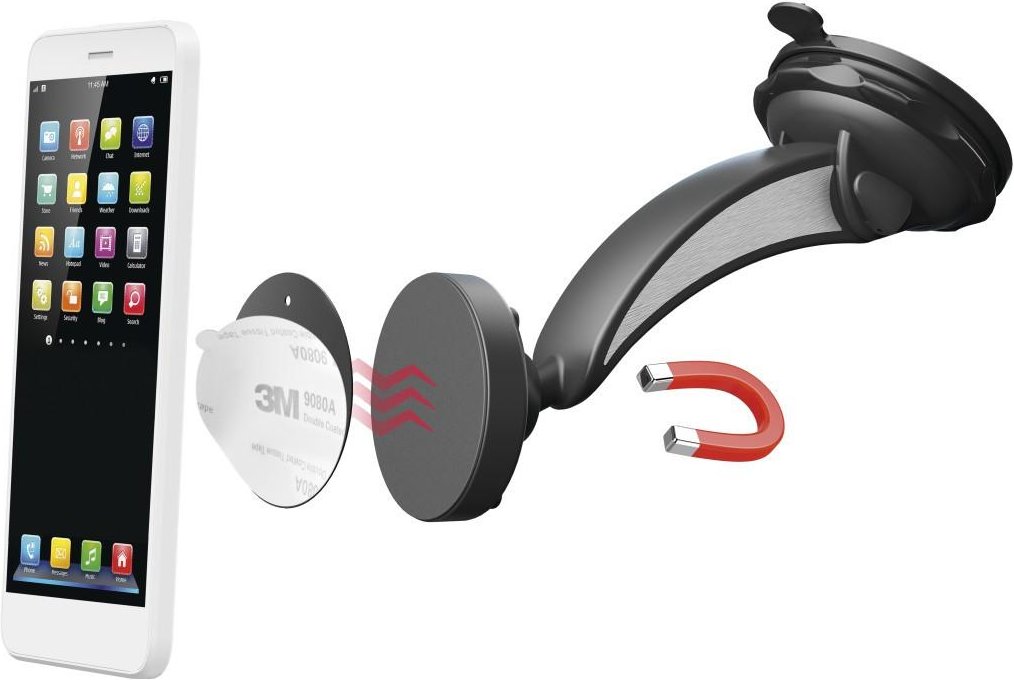 Thumbnail - Auto-Handyhalterung "Magnet" mit Saugnapf, 360 Grad drehbar, universal (00201512)