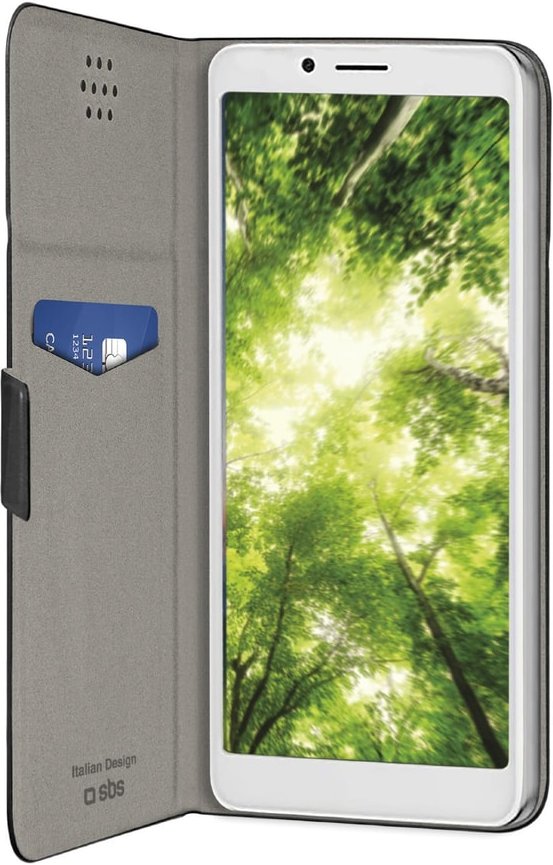 Hülle Bookslim Universal für Smartphones bis zu 6,8" (170x80mm max), Schwarz