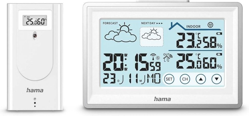 Wetterstation "Bahamas", mit Außensensor, Funk, Wecker, Raumklima, Weiß (00222228)