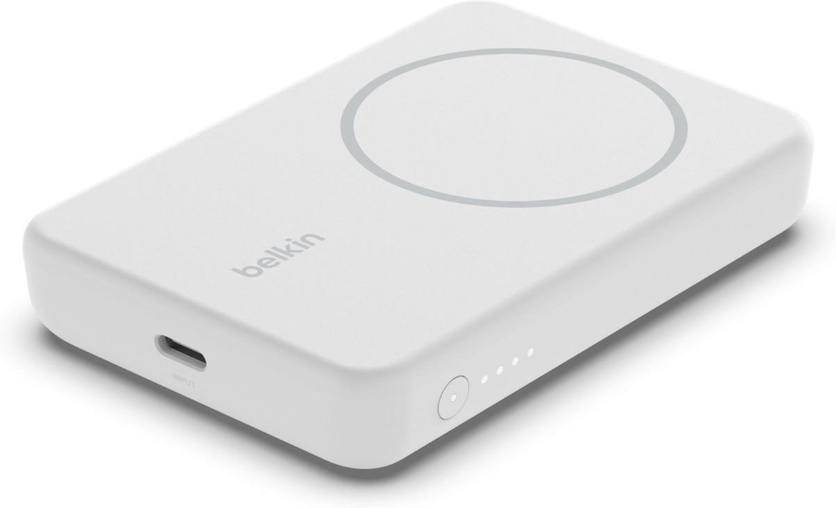 BoostCharge Magnetische kabellose Powerbank 5000 mAh mit Ständer (Weiß)