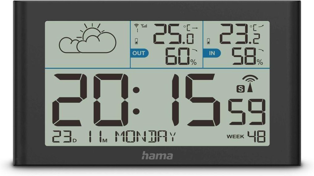 Wetterstation "Sylt", mit Außensensor, Funk, Wecker, Schwarz (00222216)