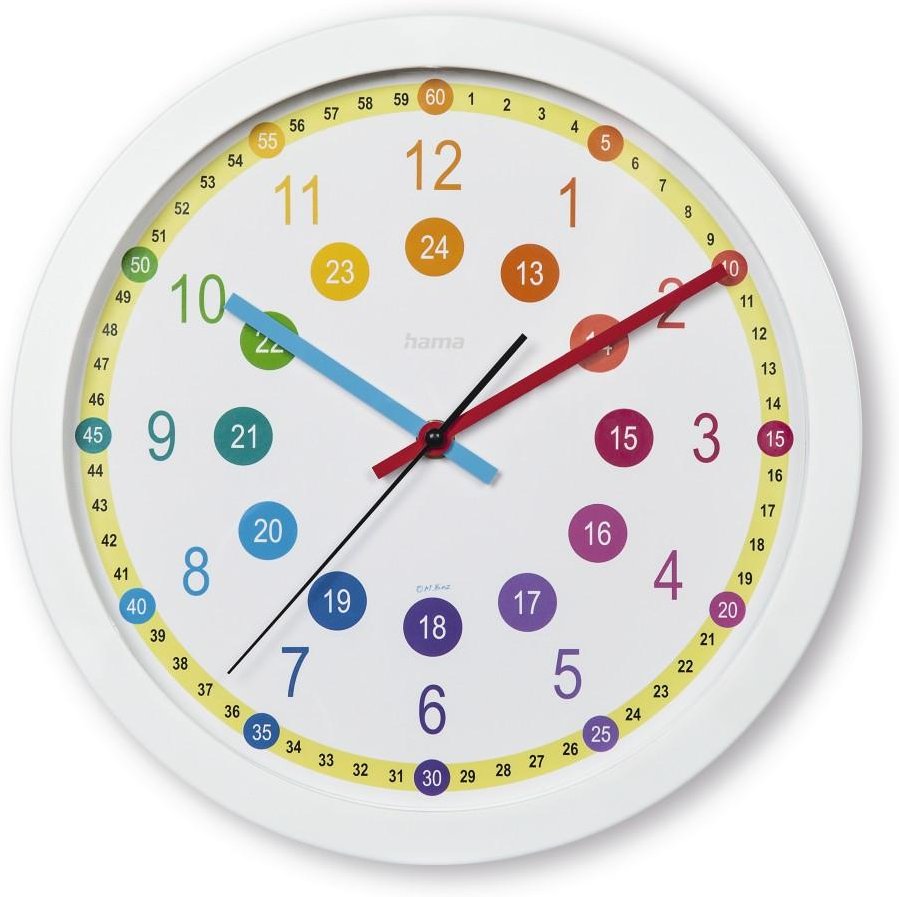 Kinder-Wanduhr "Sal", ohne Ticken, für Kinderzimmer, analog, Ø 30 cm, Bunt (00222203)