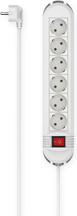 Steckdosenleiste, 6-fach, Schalter, Wandmontage, 3 m, Weiß (00223036)