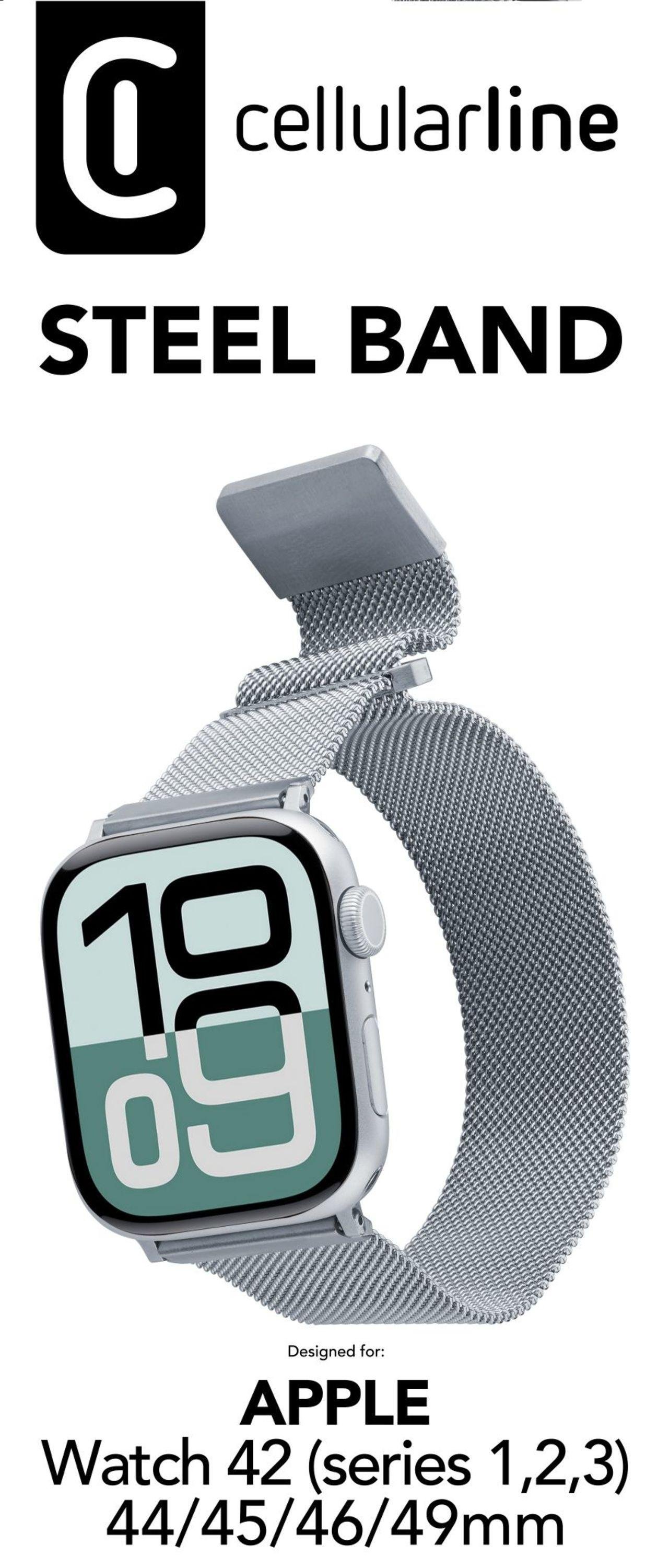 Steel Band für Apple Watch (Serie 1/ 2/ 3) 44/ 45/ 46/ 49mm Milanaise Silver (61129)