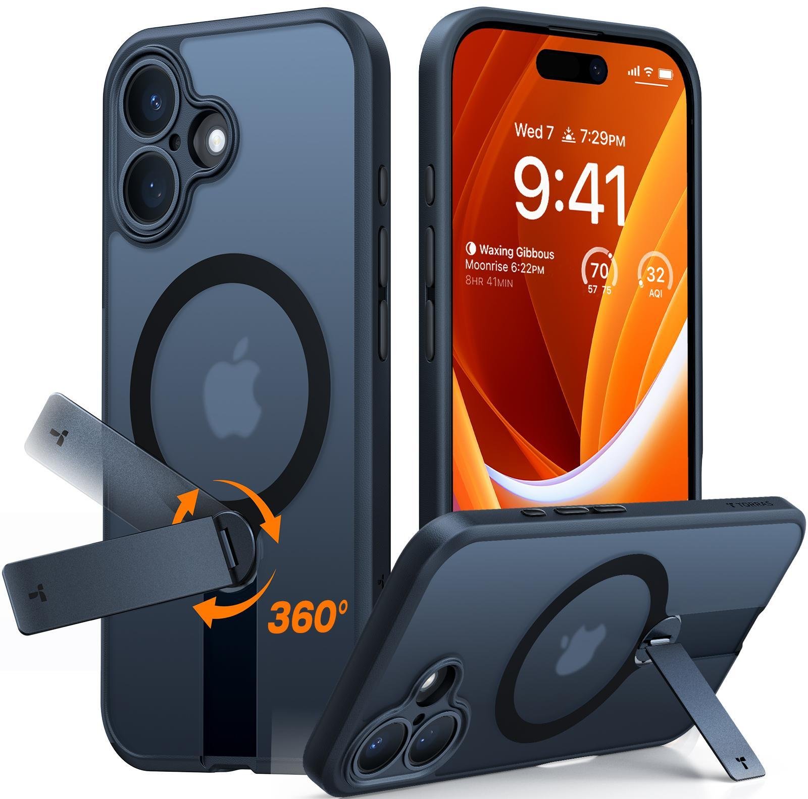 Pstand Spin Series für iPhone 16 Black Handyhülle