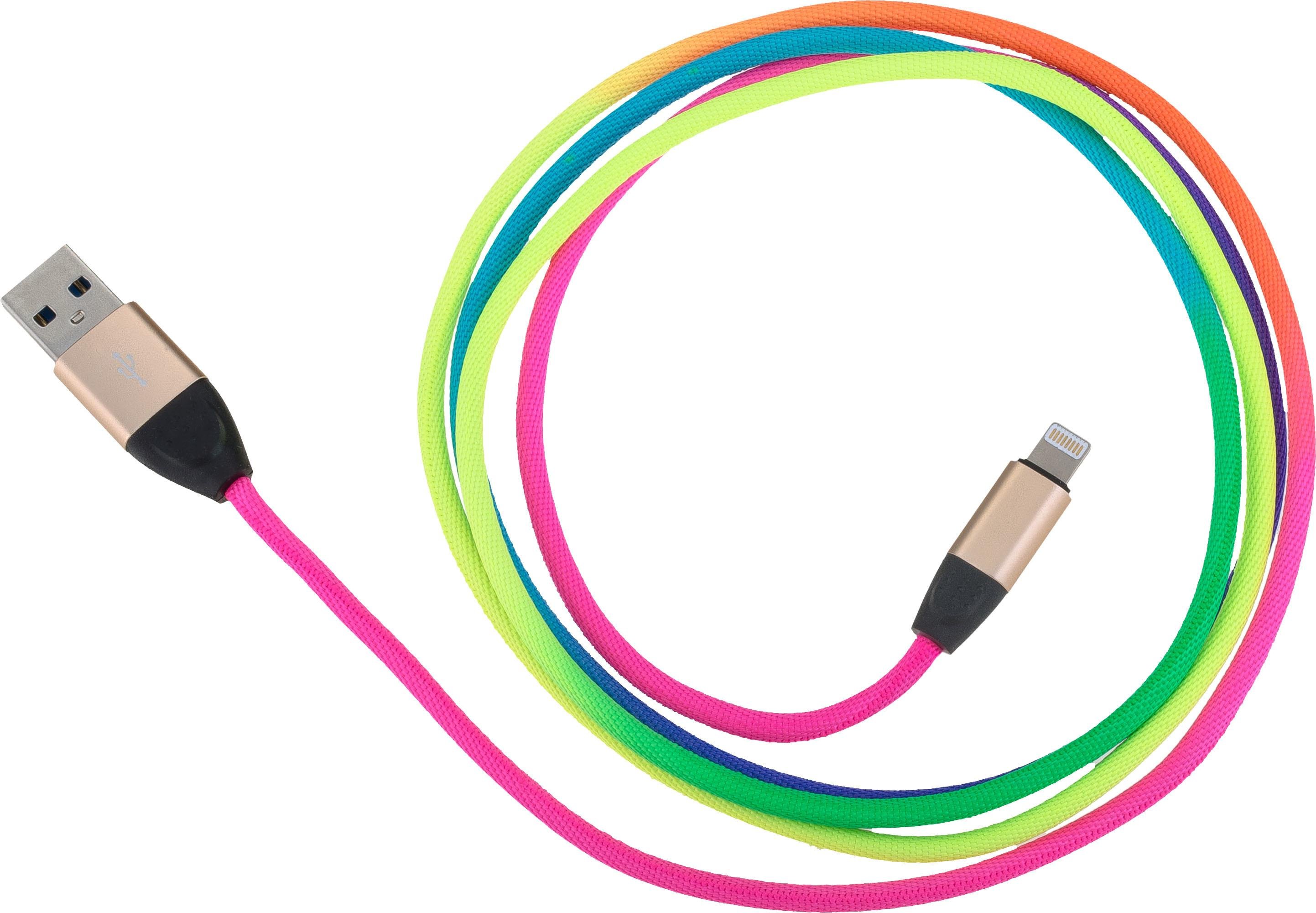 USB Data Cable RAINBOW für Apple Lightning mit Sync- und Ladefunktion