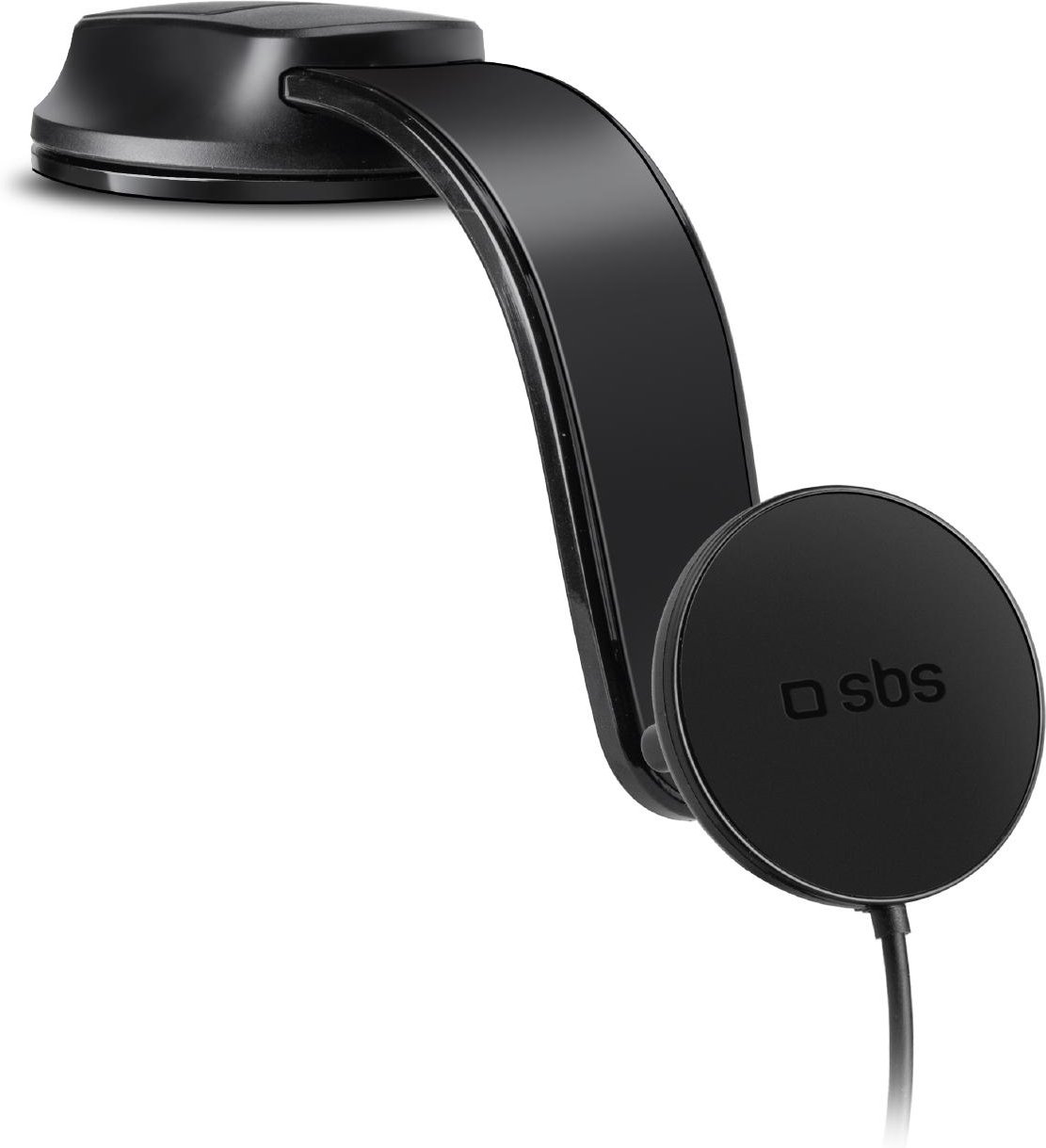 Autohalterung mit Saugnapf und kabelloser Ladefunktion für Smartphone, Schwarz Auto Lade- & Halterungsset