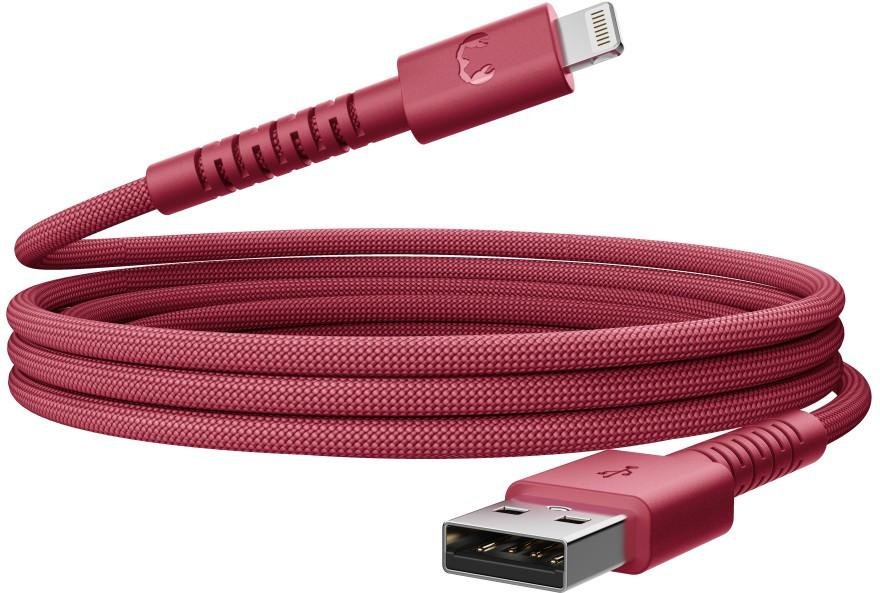 USB-A zu Lightning silicone geflochtenes Kabel "FlexWave" 2m, Berry Red (00231882)