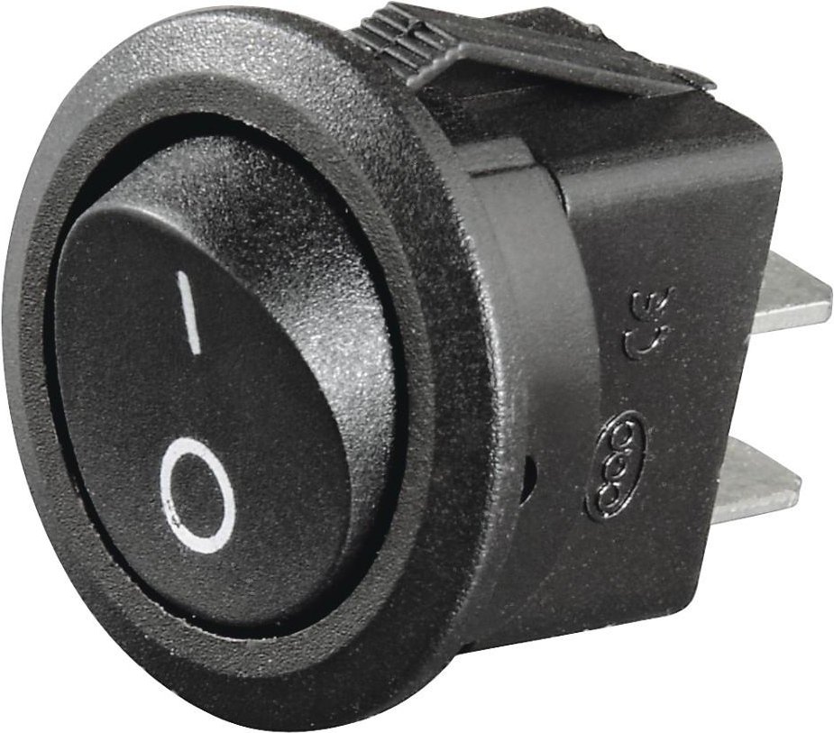 Kfz-Schalter, rund, Wippschalter, 10 A/12 V, Schwarz (00185819)