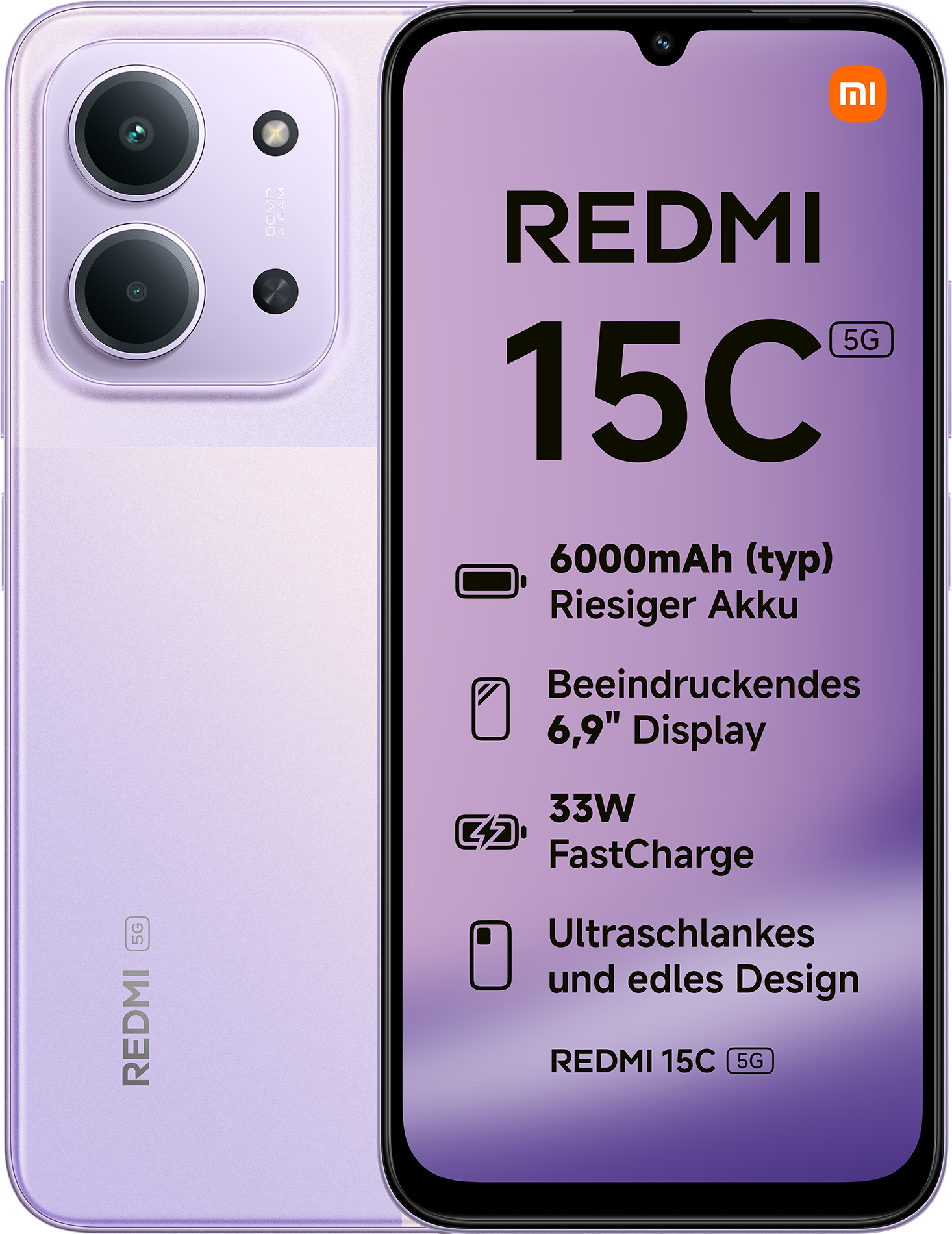 Redmi 15C 5G 4GB+128GB Dusk Purple Smartphone