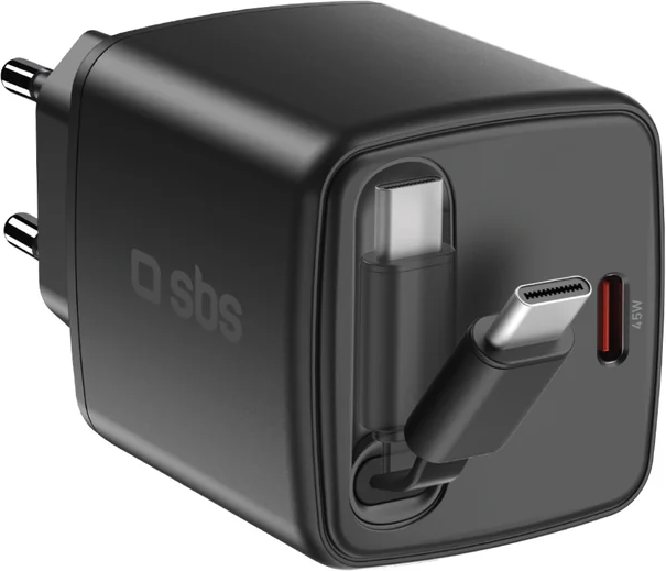 45-W-USB-C-Ladegerät mit integriertem einziehbarem GaN-Kabel