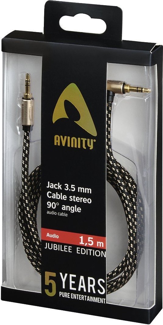 Audio-Kabel, 3,5-mm-Klinken-Steck./Steck. 90°, Stereo, Gewebe, verg., 1,5 m (127175)
