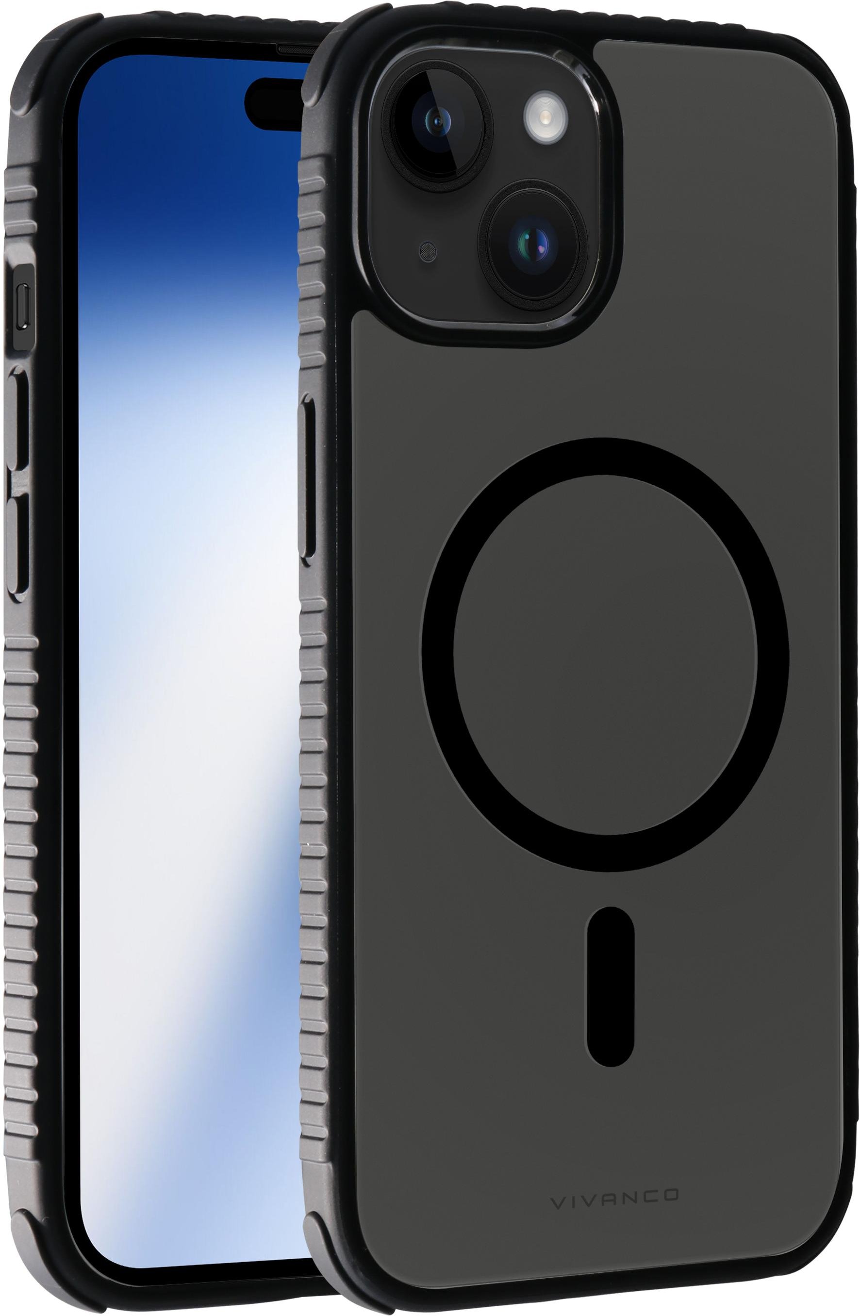 Mag Solid Elite, 360° Anti Shock Cover für iPhone 15, semi-transparent/schwarz (63889) Handyhülle