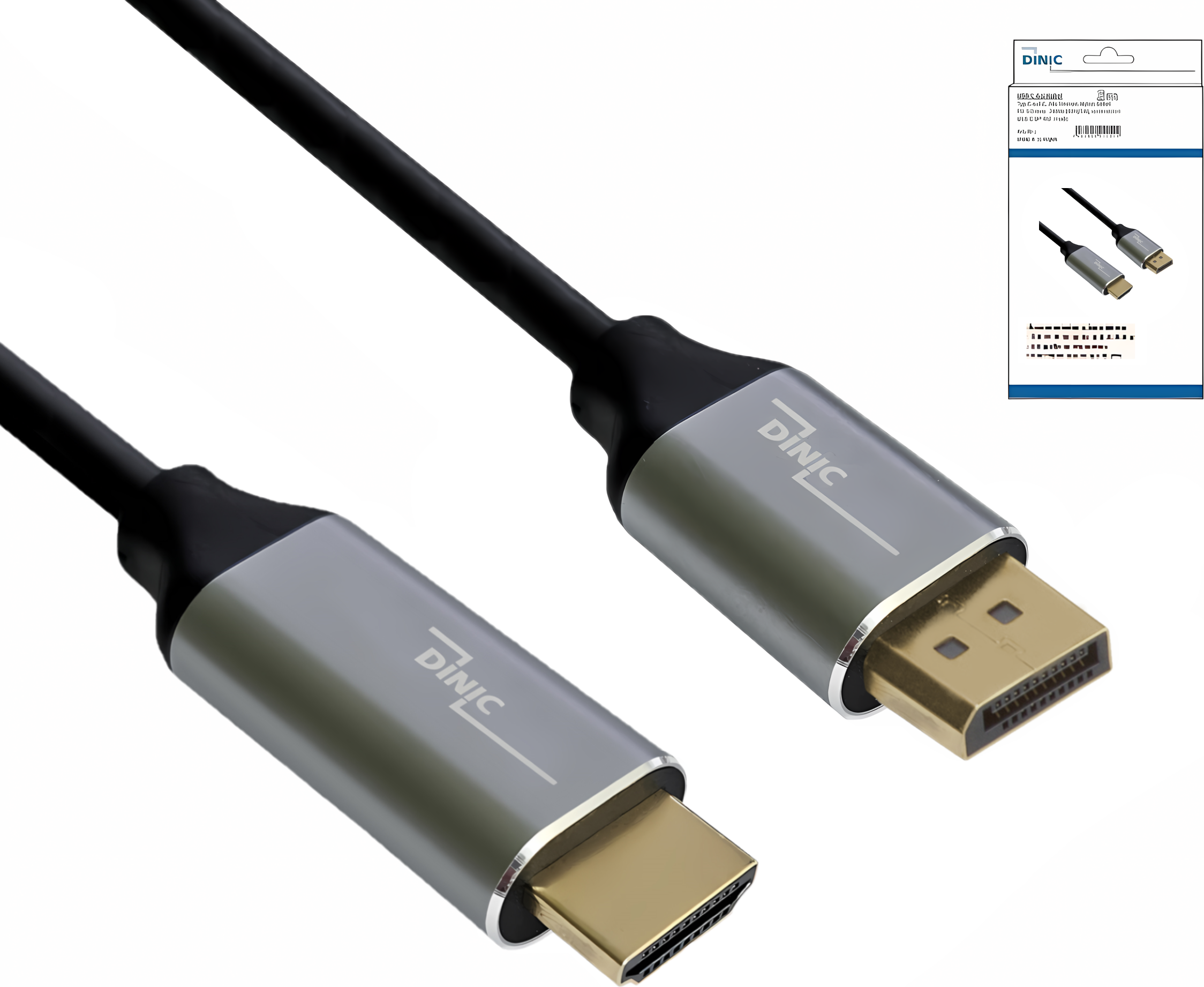 Premium Displayport auf HDMI Kabel, 2m, 4K@60Hz, 3D, HDR, 1x DP auf 1x HDMI Stecker