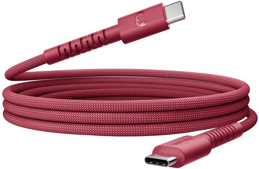 USB-C zu USB-C silikon geflochtenes Kabel "FlexWave" 2m, 100W Berry Red (00231900)