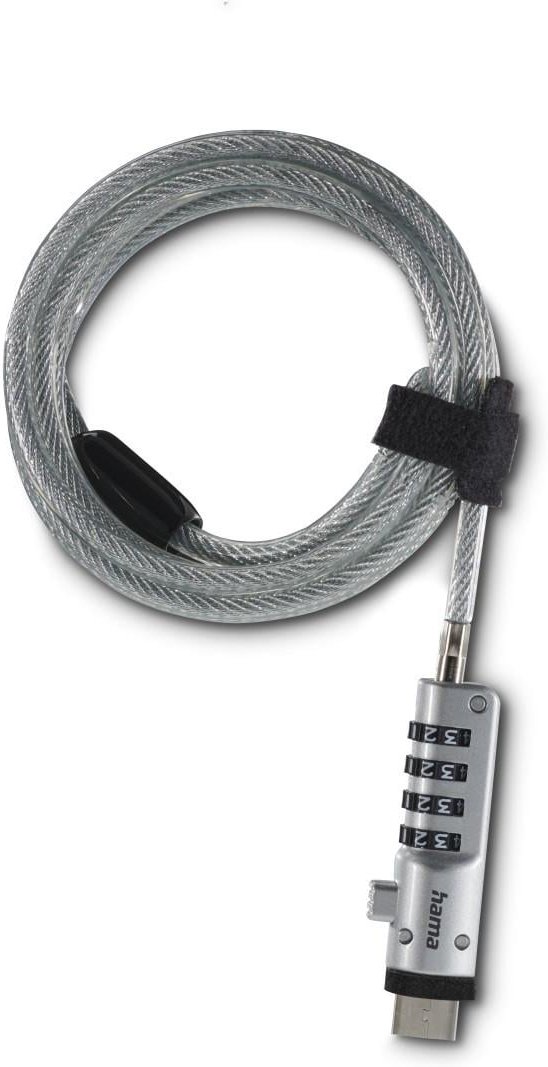 Laptopschloss "USB", Zahlenschloss 4-stellig, Carbonstahl, Silber (00126821)