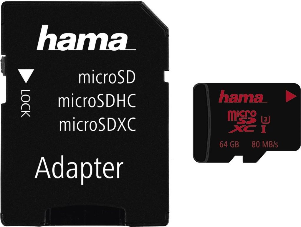 microSDXC 64GB UHS Speed Class 3 UHS-I 80MB/s + Adapter/Foto (00123982)