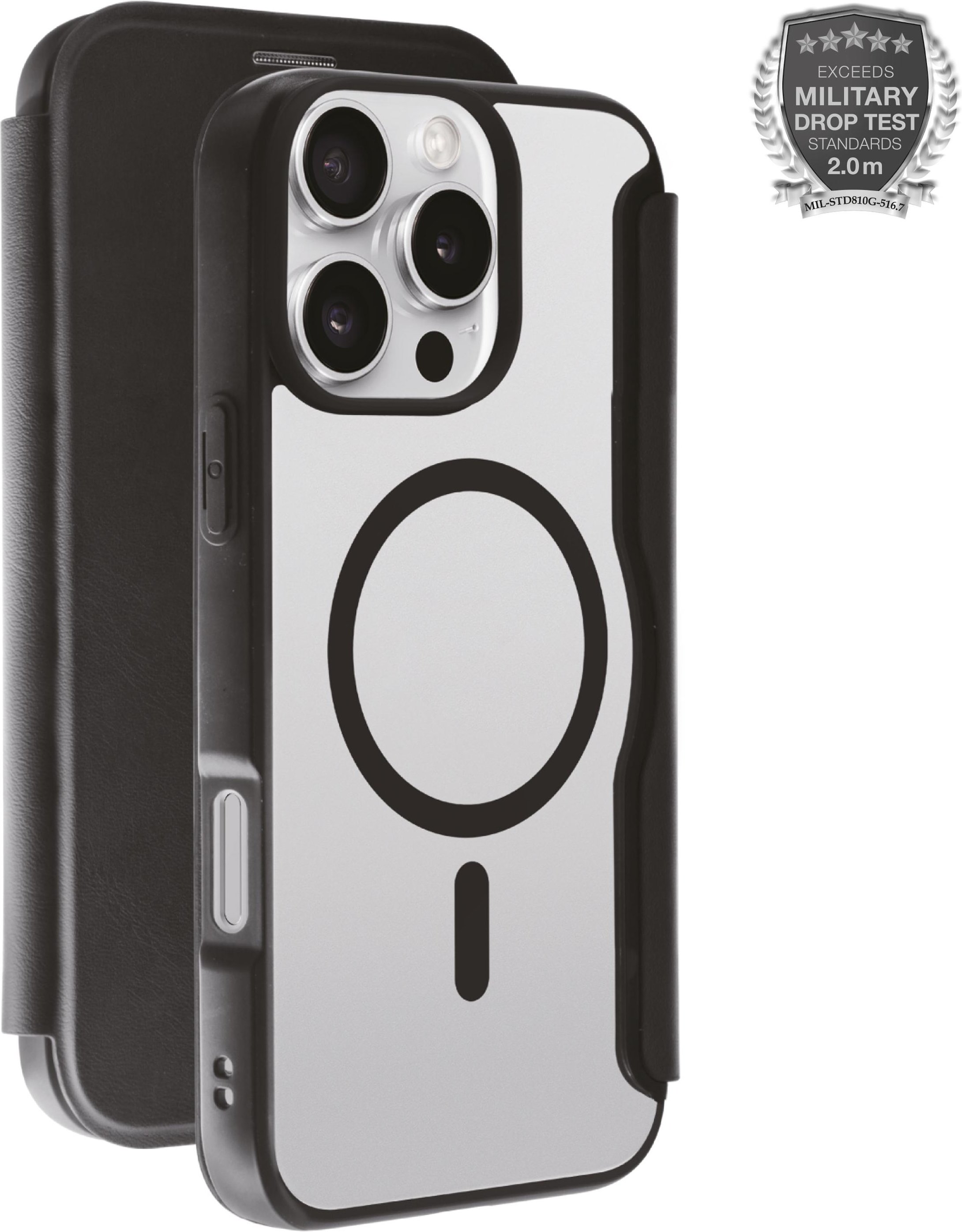 MAG PREMIUM Wallet für iPhone 16 Pro Max, 2.0m Drop-Protection, MagSafe Suport (64241) Handyhülle