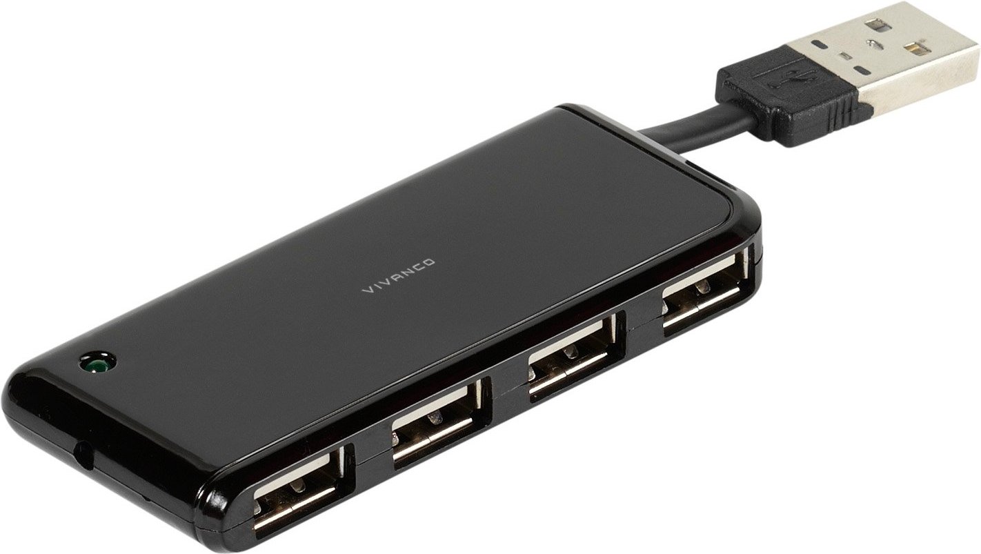 High Speed USB 2.0 Hub 4-Port mit integriertem USB-Anschluss (36660)