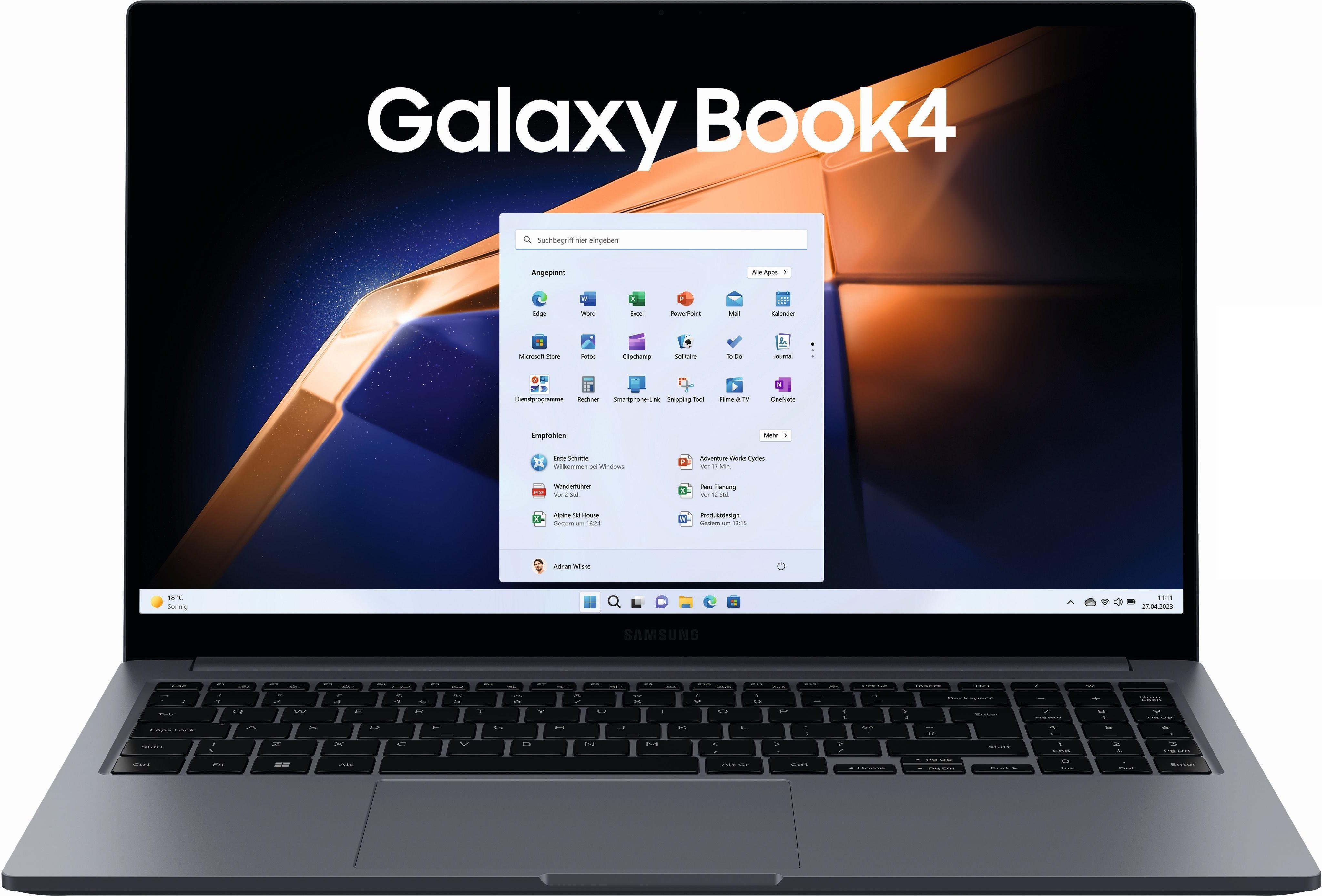 Notebook Galaxy Book4, Moonstone Gray, 15,6 Zoll, Full-HD, i7-1355U, 16GB, 512GB SSD