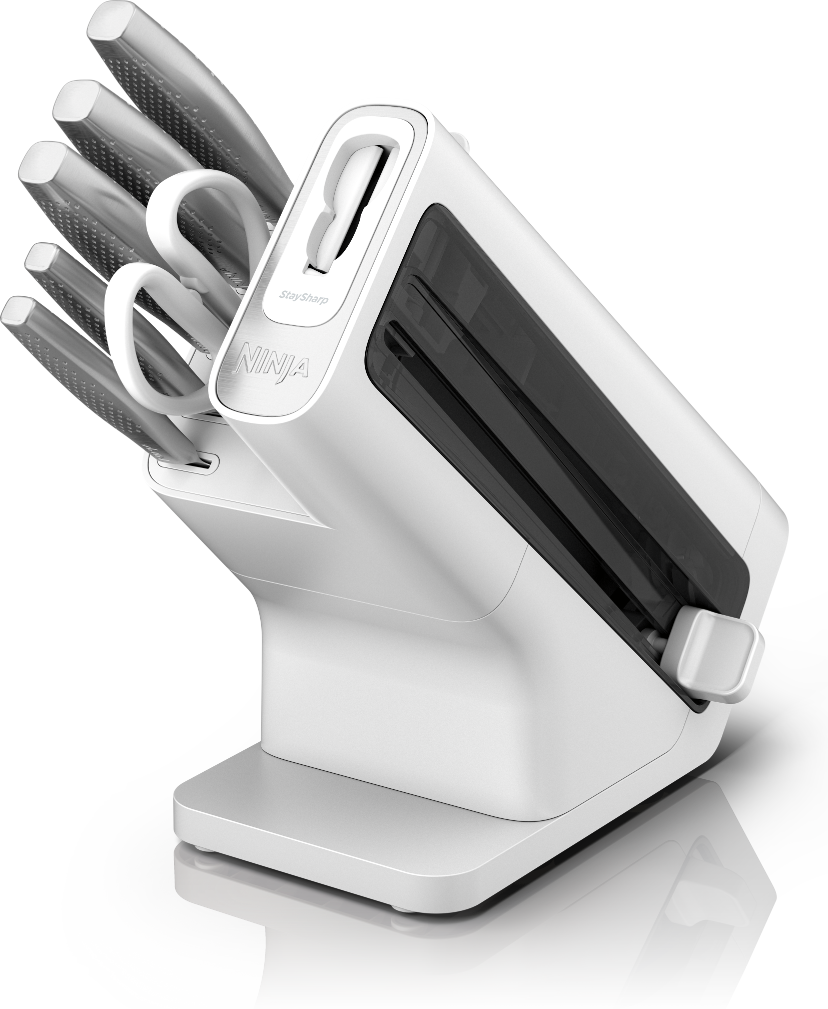 StaySharp Rostfreier Messerblock mit integriertem Schleifer 6-teiliges Set - weiß K62006EUWH