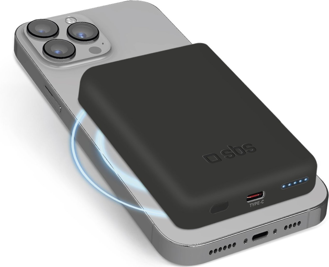 5000 mAh kabellose magnetische Powerbank, Schwarz