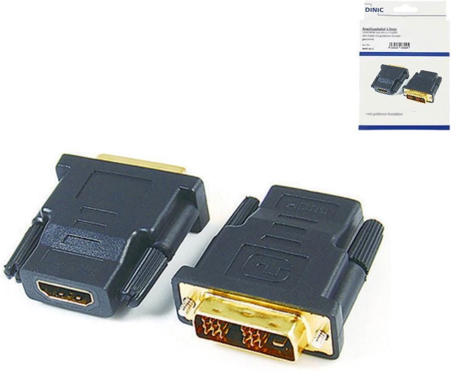 Adapter HDMI auf DVI Stecker, vergoldete Kontakte, Schwarz