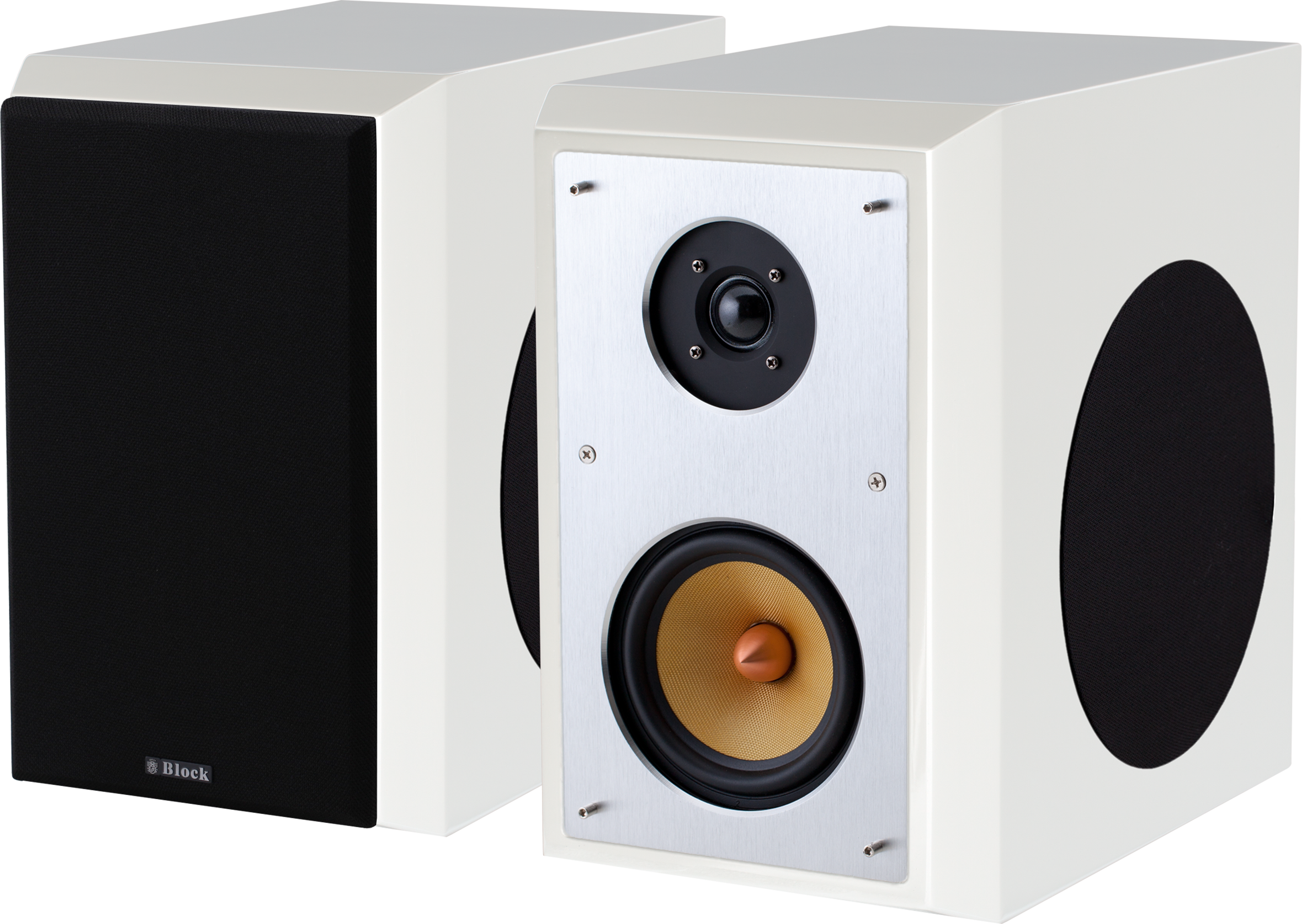 S-100 weiß Klavierlackfinish Regal-Lautsprecher