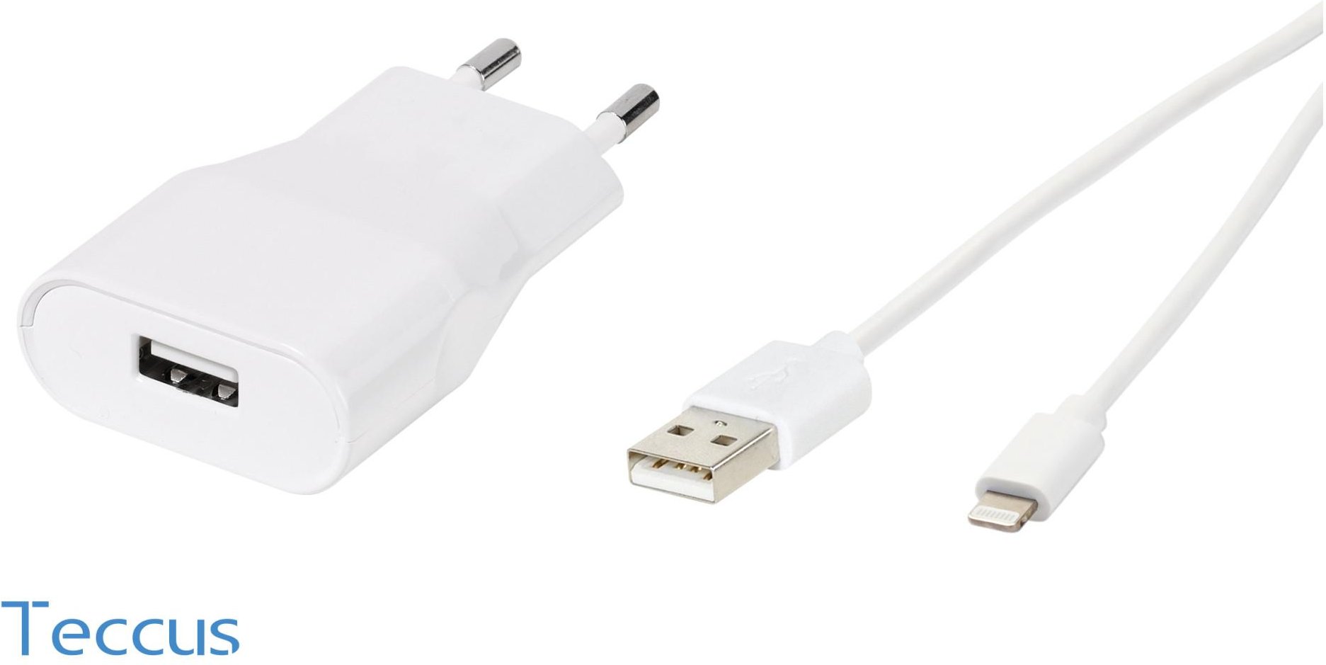 Teccus Fast Charger Set, Ladegerät inkl. Lightning Kabel für Apple, 12W (62675)