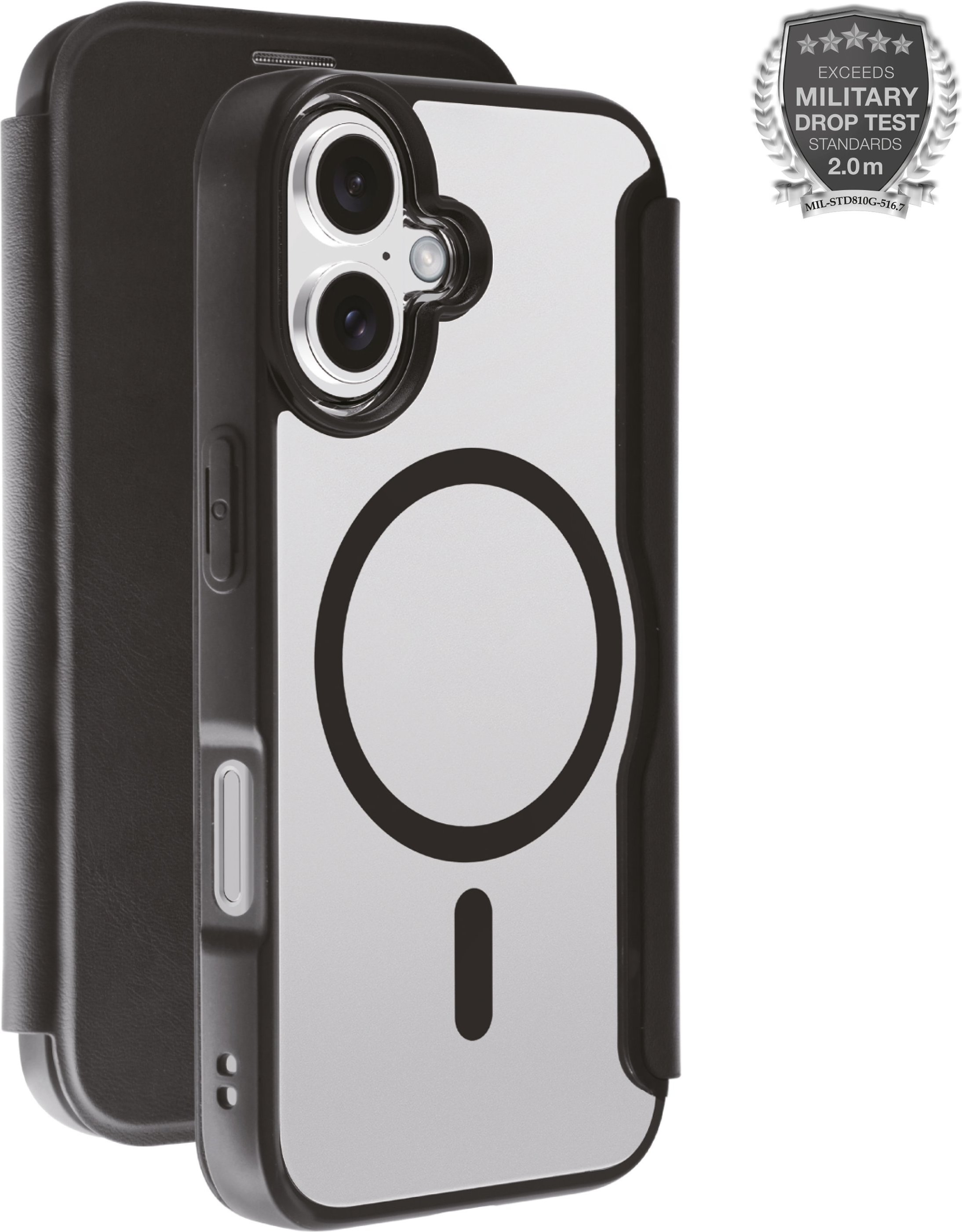 MAG PREMIUM Wallet für iPhone 16, 2.0m Drop-Protection, MagSafe Suport (64219) Handyhülle