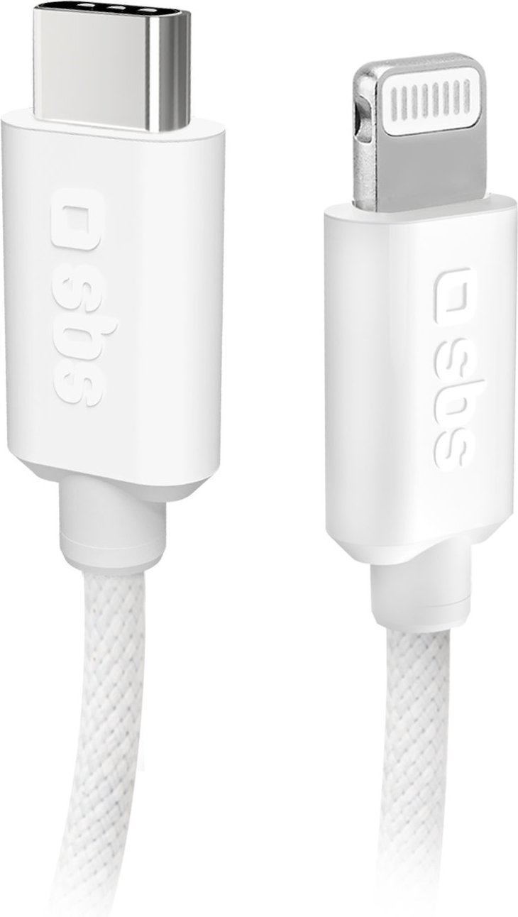 USB-C – Lightning-Textilkabel mit Kabelhalter, 1,5 Meter Weiß