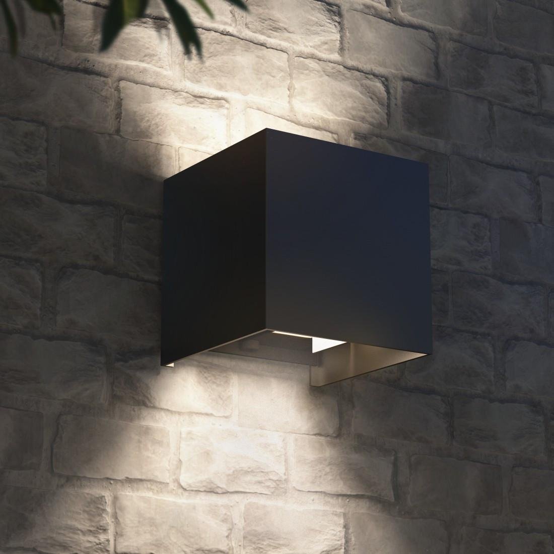 LED Wandlampe für innen und außen, WLAN, App- u. Sprachsteuerung, Schwarz (00176606)