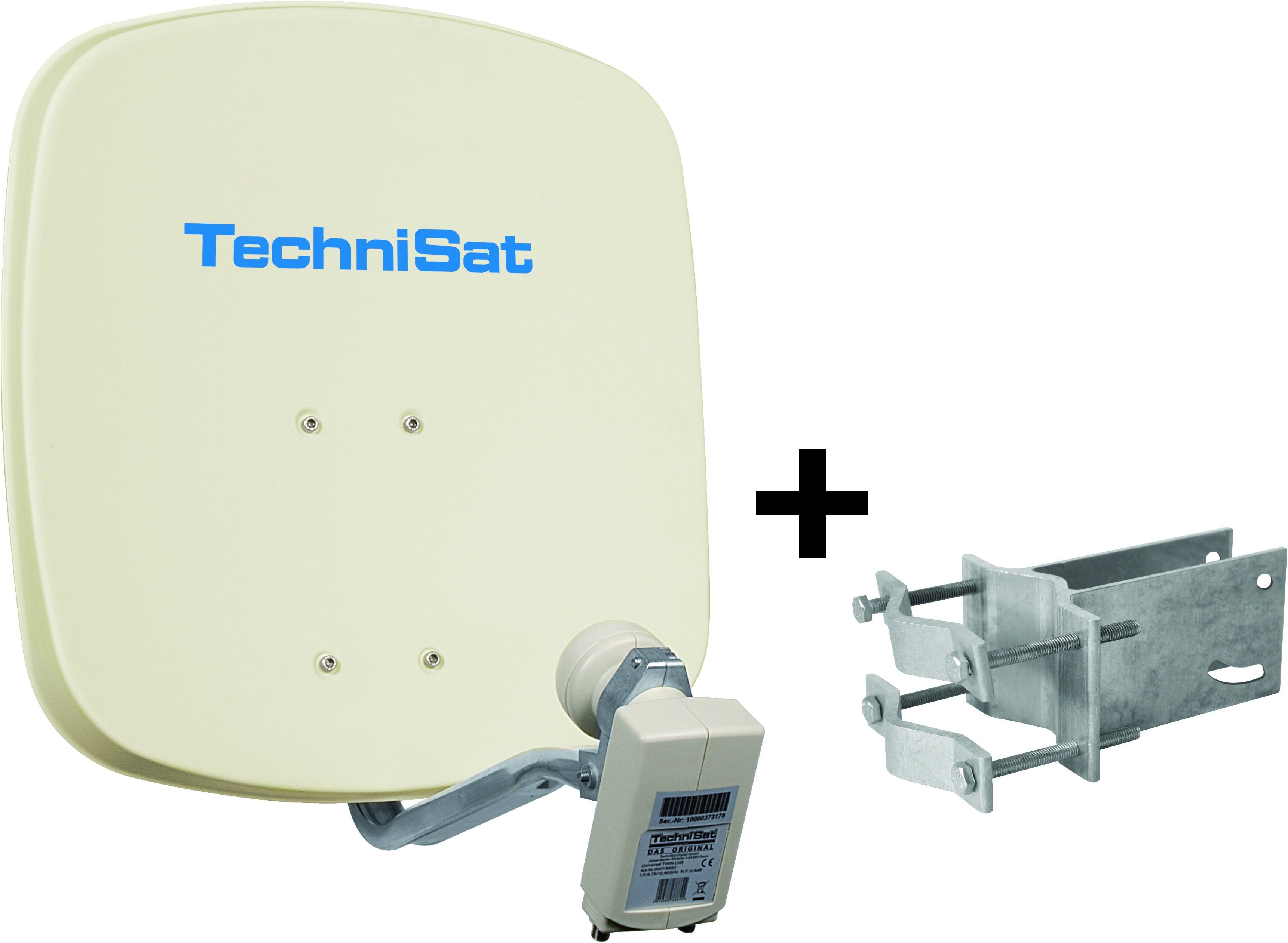 DigiDish 45 beige inkl. An-Rohr-Fitting Satellitenschüssel 45 cm mit Twin LNB