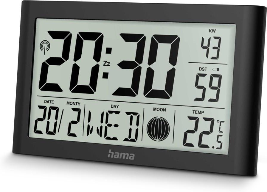 Digitale Wanduhr "Martinique", Funkuhr mit Thermometer/Hygrometer, Schwarz (00222217)